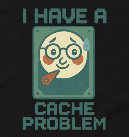 I Have a Cache Problem” black unisex T-shirt with computer humor design