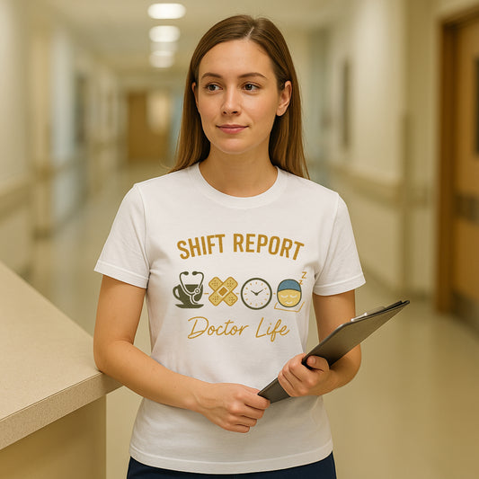 Doctor gift idea Shift Report Doctor Life t-shirt white medical humor shirt