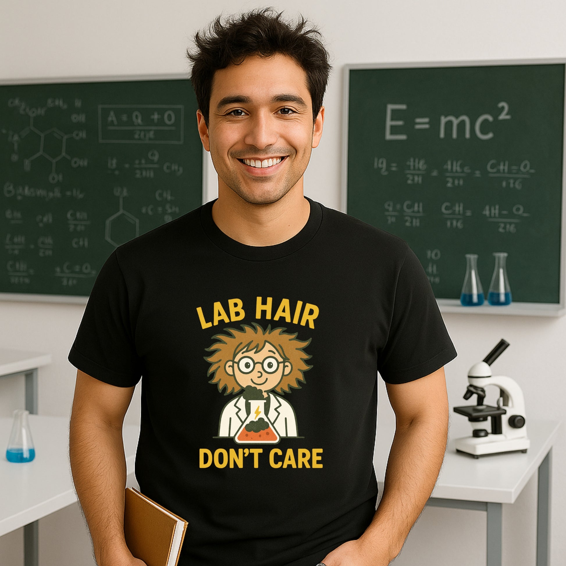 Lab Hair Don’t Care science T-shirt in black