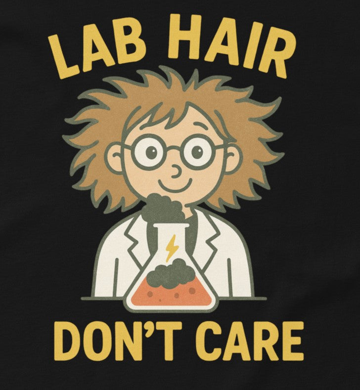 Black variant Lab Hair Don’t Care T-shirt flat lay