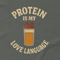 Protein love language gym shirt – Charcoal - design details